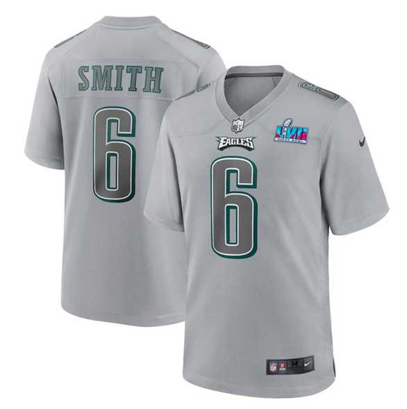 Men's Philadelphia Eagles #6 DeVonta Smith Gray Super Bowl LVII Patch Atmosphere Fashion Stitched Game Jersey,We sell and wholesale Men's Philadelphia Eagles #6 DeVonta Smith Gray Super Bowl LVII Patch Atmosphere Fashion Stitched Game Jersey on line form chian!